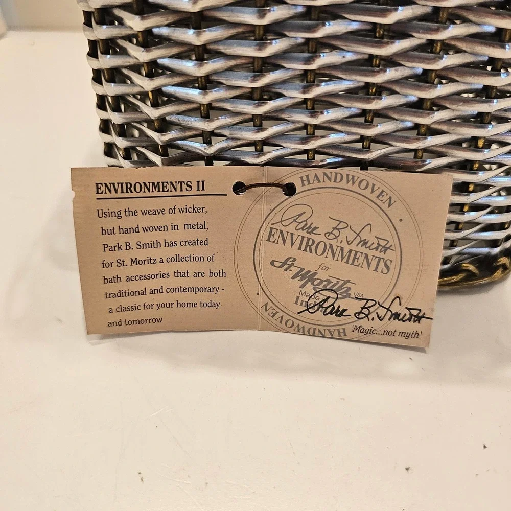 Park B. Smith Environments II Hand Woven Metal Tissue Box Cover Silver Brass